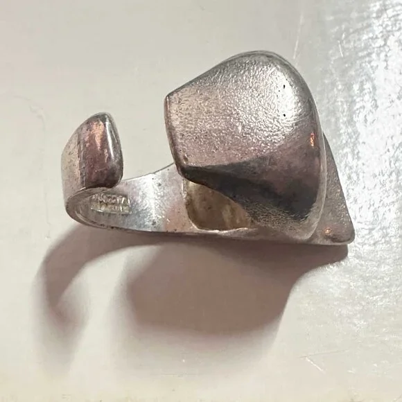 Vintage LAPPONIA Finland Sterling Silver Modernist Ring Size 6.5 - 13.2g - Picture 4 of 7
